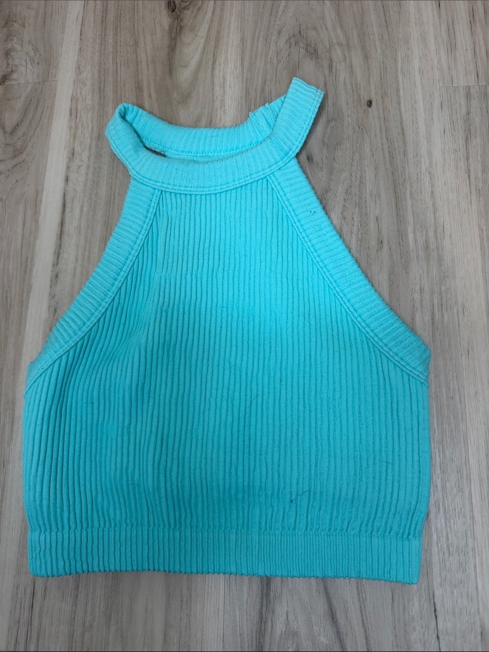 NWOT Aerie Ribbed Halter Crop Top - Aqua size XXS